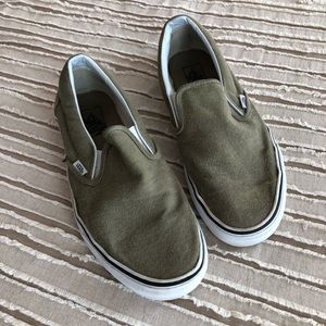 Men’s Vans Army Green Slip-On Sneakers Size 10